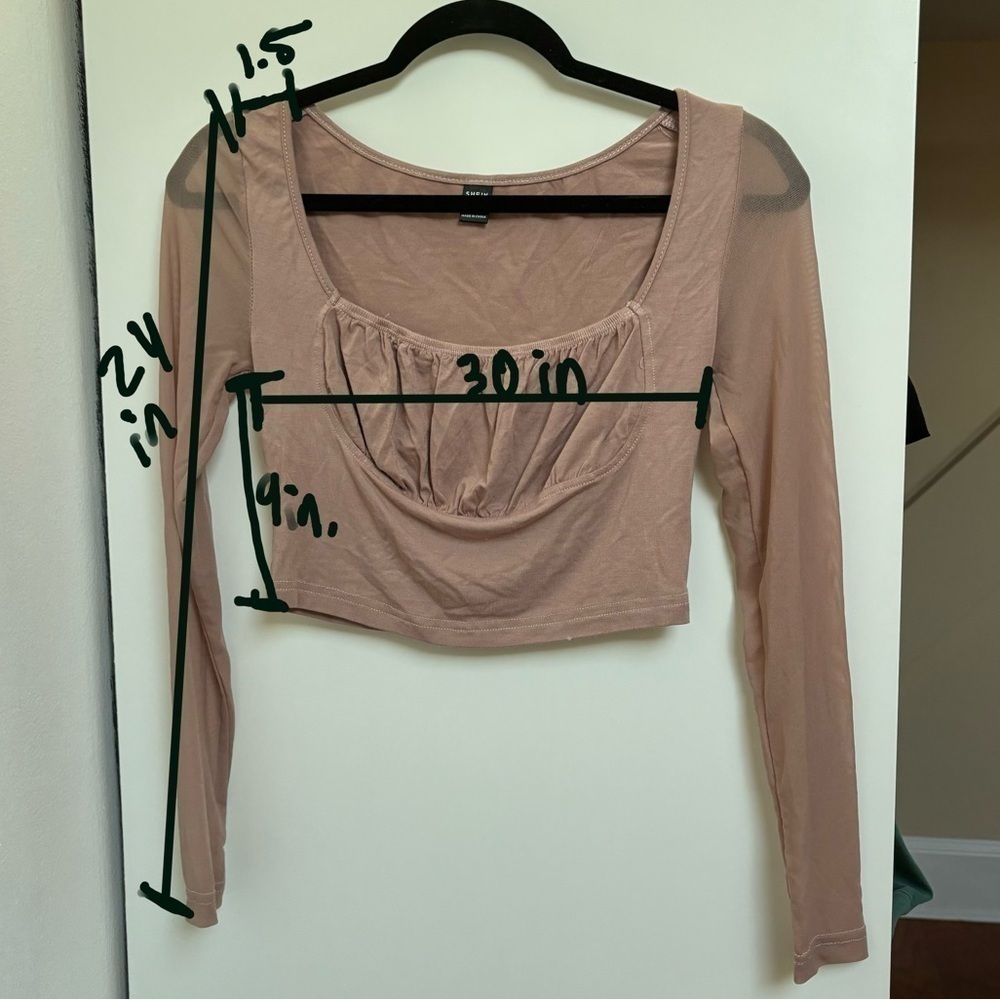 Shein Mesh sleeve crop top - Picture 2 of 6